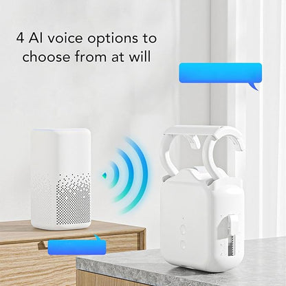 Solar Powered Smart Curtain Motor, APP Remote Control Automatic Curtain Opener Compatible with Roman Rod U Shape I Beam Tracks, with Voice Control for Home