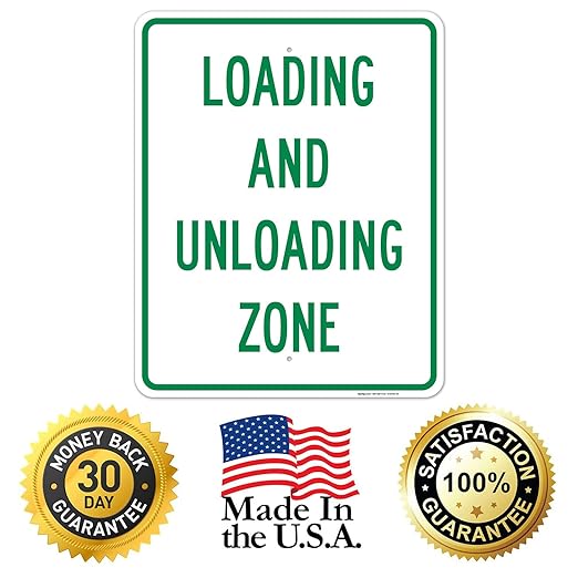 Loading and Unloading Zone Sign, 24x30 Inches, Rust Free .063 Aluminum, Fade Resistant, Made in USA
