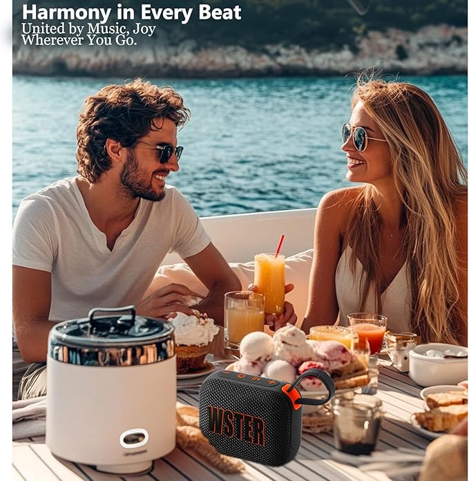 Portable Bluetooth Speaker, Wireless Portable Bluetooth Speaker with FM Radio BT5.3 TF Card USB, Stereo Sound TWS Pairing, Small Speaker with Strap for Travel Home &Outdoor Camping, Gift for Kids/Boys