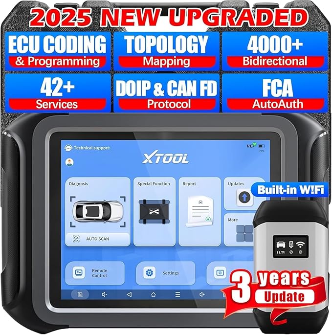 XTOOL D9S Pro Automotive Diagnostic Tool: Wireless Bidirectional OBD2 Scanner with ECU Pr0gramming/C0ding, High-End Scan Tool with Topology, 45+ Resets, Full System, PMI, FCA/CAN FD/DoIP, 3-Yr Update