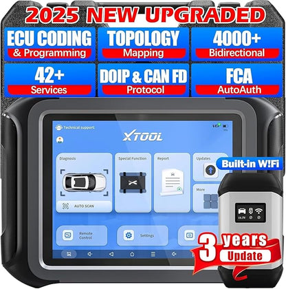 XTOOL D9S Pro Automotive Diagnostic Tool: Wireless Bidirectional OBD2 Scanner with ECU Pr0gramming/C0ding, High-End Scan Tool with Topology, 45+ Resets, Full System, PMI, FCA/CAN FD/DoIP, 3-Yr Update