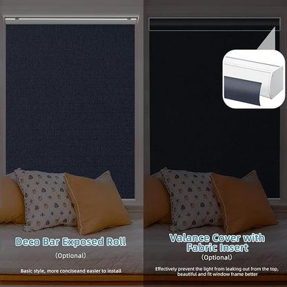 SmartWings Motorized Smart Blinds with Remote, Custom Automatic 100% Blackout Roller Shade Compatible with Alexa/Homekit/Google, Electric Smart Blinds for Indoor Windows, Eclipse Denim