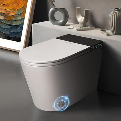 Smart Toilet, ADA Height Elongated with Quiet Dual Pump, 4-Level Heated Seat, Foot Sensor & Automatic Flushing, LED Light