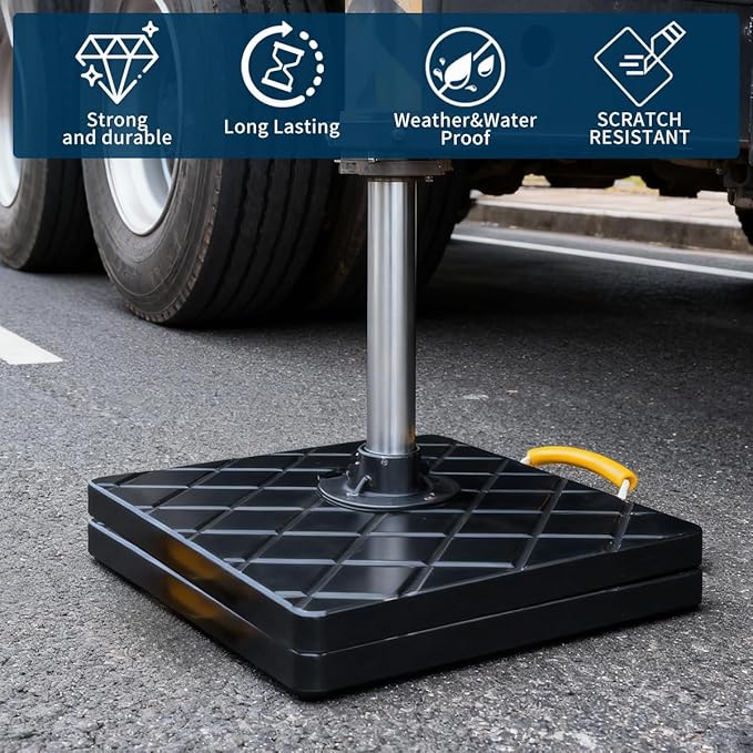 Trailer Stabilizer Pads (2 Pack), UHMWPE 12 X 12 X 1 inchs Non-Slip Rv Jack Pads Camper Outrigger Pads with Handle, Heavy Duty Stabilizing Blocks for Truck/Trailer/Crane