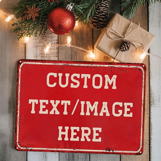 Custom Sign with Directional Arrow Rustic, Personalized Wall Decor, Vintage Metal Signs, Customized Retro Aluminum Sign for Home Office Bar Yard Garden Outdoor Gift 10''x7''