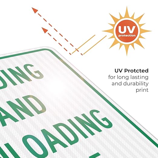 Loading and Unloading Zone Sign, 24x30 Inches, 3M EGP Reflective .080 Aluminum, Fade Resistant, Made in USA