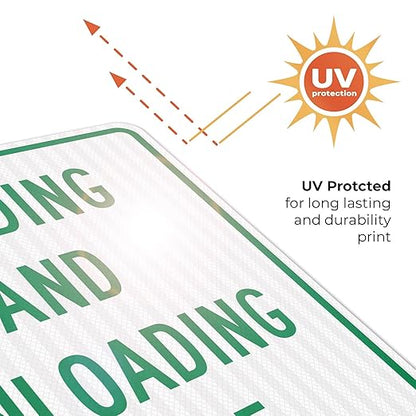Loading and Unloading Zone Sign, 24x30 Inches, 3M EGP Reflective .080 Aluminum, Fade Resistant, Made in USA