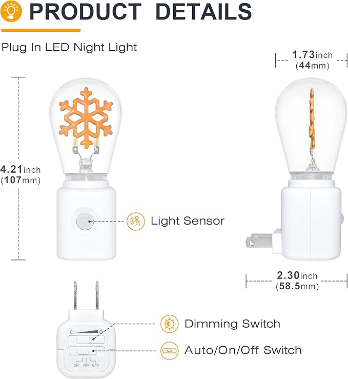LED Night Light Plug in, Motion Sensor Night Light for Kids, Amber Nightlight, Motion Activated Night Lights for Bathroom, Hallway, Holiday Christmas Decoration, 1-Pack