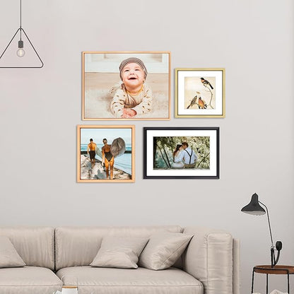 6x6 Picture Frame, Black Metal Photo Frames with HD Glass, Fits 5x5 with Mat or 6 x 6 without Mat, Display for Wall and Table, 1 Pack