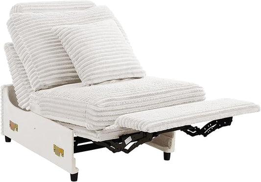 LEVNARY Modular Power Recliner Chair, Faux Rabbit Fur Upholstered Single Seat with Electric Lift Function, Compatible with Modular Sofa System (White)