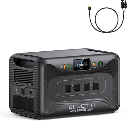 BLUETTI Solar Generator Apex 300 & PV Cable, 2764.8Wh LFP Battery Backup with 6 3840W AC Outlets (7680W Surge), Simultaneous 120V/240V Output & Black Start, Modular Power for Home, RV and Emergencies