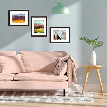 Golden State Art, 11x14 Picture Frame with Mat for 8x10 - High Definition Glass Wall Mounting Horizontal Vertical Display (Brown, 2 Pack)