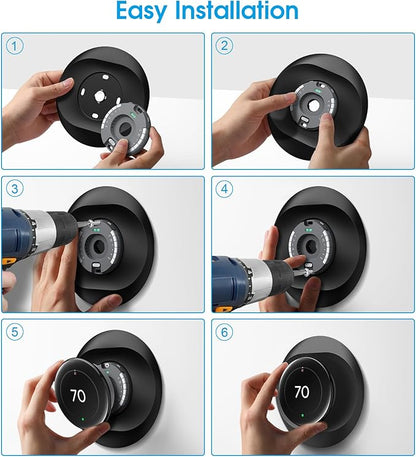 CaseBot Wall Plate Cover Compatible with Google Nest Learning Thermostat (4th Gen), Practical Nest Thermostat Trim Kit, with Temperature Sensor Holder, Easy Installation (Matte Black)