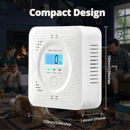 3 Pack Carbon Monoxide Detector LCD Screen Real-Time Concentration Battery Fault LED 60-Second Self-Check History Alarm Peak Record Portable Travel Van Life RV Camping Hotel Home Safety Pet Family