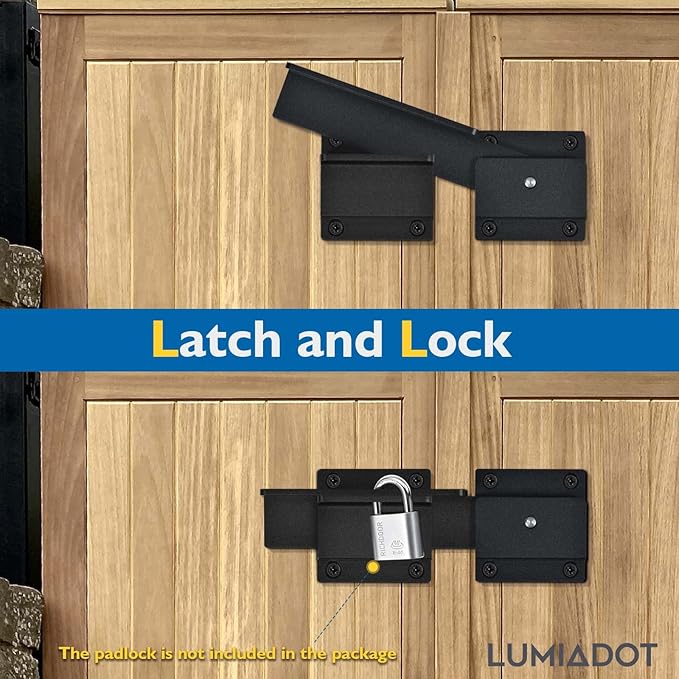 Flip Gate Latch Lock with Padlock Hole, 1Pack, 3.5mm Heavy Duty Aluminum Alloy Adjustable Door Latch for Sliding Swing Open Gates, Outdoor, Wooden Fence, Barn, Shed, Garage, Yard