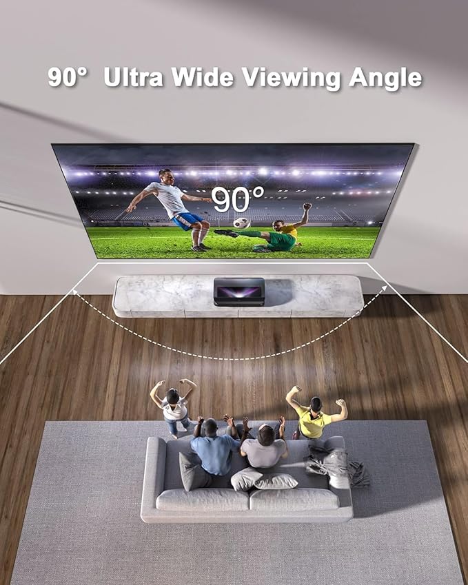 AWOL VISION 100" UST Projector Screen for Bright Day Light Using, 85% Ambient Light Rejecting (ALR) Fresnel Projector Screen for Ultra Short Throw Projector, Fixed Frame, Active 3D, HDR -D100