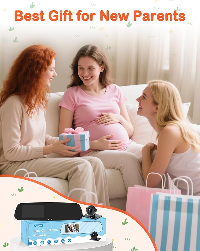 Baby Car Mirror Camera: Dash-Free 4.3-inch HD Clear Night Vision Wide Angle View for Infant Backseat Monitoring - Plug-Play No-Professional Installation for Parents Long Road Driving