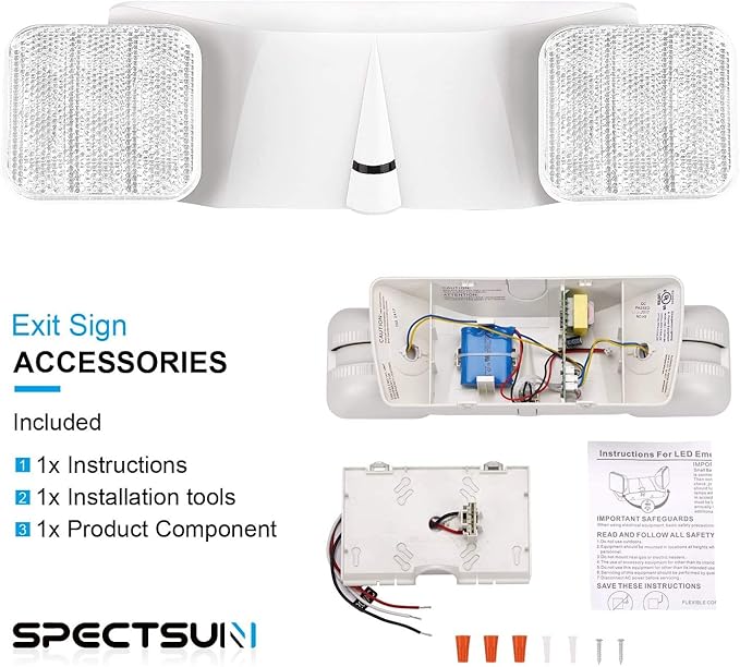 SPECTSUN 8 Pack LED Exit Emergency Light Combo with Battery Backup-US Standard Commercial Corded Emergency Exit Sign Lights for Home Power Failure,UL 924 Certified,Emergency Flash Lights