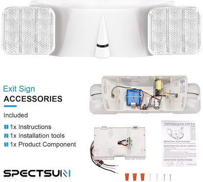 SPECTSUN 8 Pack LED Exit Emergency Light Combo with Battery Backup-US Standard Commercial Corded Emergency Exit Sign Lights for Home Power Failure,UL 924 Certified,Emergency Flash Lights