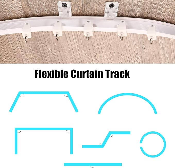 Jetec Curtain Tracks Ceiling Flexible Curtain Track Bendable Rail Curved Wall Mounted for Living Room Bedroom Divider Rod RV(5 Meter/ 16.4 Feet,White)