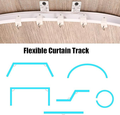 Jetec Curtain Tracks Ceiling Flexible Curtain Track Bendable Rail Curved Wall Mounted for Living Room Bedroom Divider Rod RV(5 Meter/ 16.4 Feet,White)