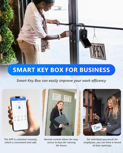 [New]Smart Lock Box,CATCHFACE Wireless Smart Key Lock Box App Control,Share eKey,Key Lockbox Wall Mount&Door Handle,Electronic LockBox Realtor/Home/Office/Warehouse/Vrbo/Cars