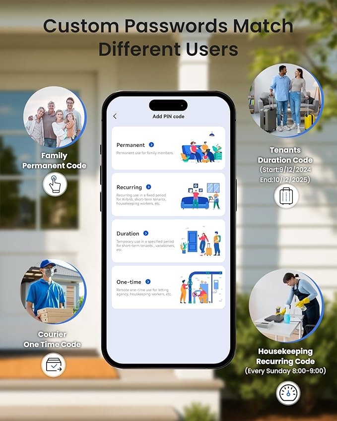 TEEHO TE012W-H WiFi Smart Door Lock with Handle, Fingerprint, Keypad, Key & App Control, Keyless Entry Deadbolt Set, Compatible with Alexa & Google Assistant, Easy Install for Front Door, Matte Black