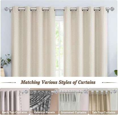 2 Pack Curtain Rods, 1 Inch Telescoping Drapery Rod 28 to 48 inch (2.3 to 4ft), USFOOK Curtain Rods for Windows 16 to 44 Inches, Silver Translucent Finials