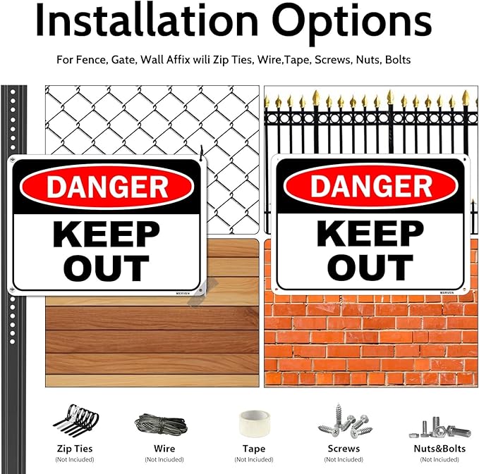 2 Pack Danger Keep Out Sign, 10"x 7" Rust Free Reflective Aluminum Metal Sign, Fade Resistant, Waterproof, Easy to Mount