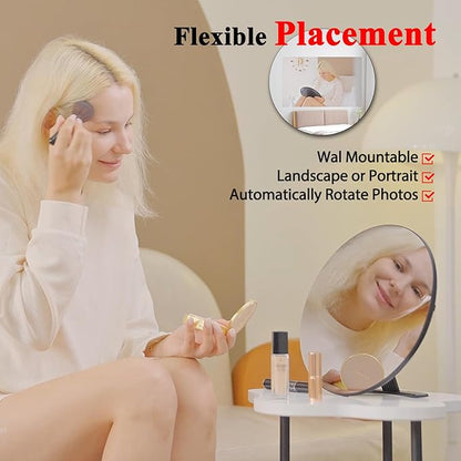Frameo Digital Picture Frame – 10.1" Smart Mirror Touchscreen Display Anti-Fog, WiFi Digital Mirror Share Photos & Videos via App, Wall/Tabletop Mount 32GB Frame for Home Decor & Gifts