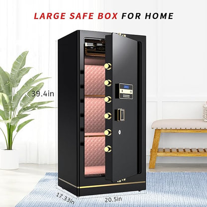 MLJ Large Security Safe - 8.1 Cu. Ft. Waterproof & Fireproof Home Safe with 2 Removable Shelves and Inner Cabinets for Storing Money, Medicines, Jewellery and Other Valuables (Keypad Lock)