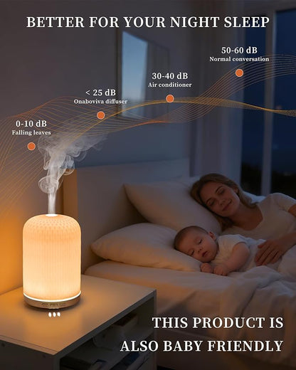 Essential Oil Diffuser for Home, 120ML Diffusers for Essential Oils Large Room, Ceramic Diffuser with USB Cable, Warm Ambient Light, Aromatherapy Diffuser Home Decor, Gift Choice, Pink