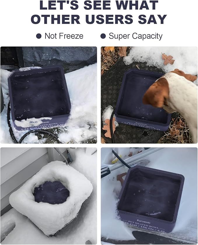Heated Water Bowl for Dog Cat,1.22 Gallon,Outdoor Waterproof Heated Pet Water Dish with 79" Chew Resistant Cord for Rabbit, Chicken, Duck, Squirrel (Navy Blue)
