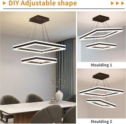 Modern Ceiling Chandeliers, with Remote Control Dimmable 3 Color Mode & Brightness (Warm & Cool & Neutral Light) Ceiling Chandelier, Acrylic Anti-Flicker Dining Light Fixture for Kitchen