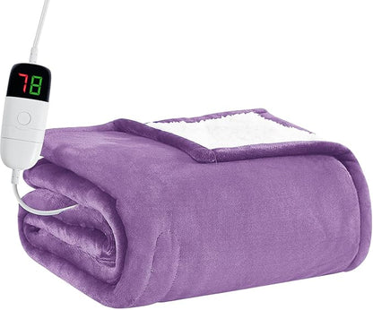 BOMOVA Heated Electric Blanket Twin Size- 62" x 84" Heating Blanket with 10 Heating Levels & 8 Hours Auto Off, Warm Flannel Blanket, Christmas Birthday Gifts for Women