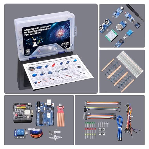 OSOYOO WiFi Internet of Things Learning Kit for Arduino | Include ESP8266 WiFi Shiled | Smart IOT Mechanical DIY Coding for Kids Teens Adults Programming Learning How to Code