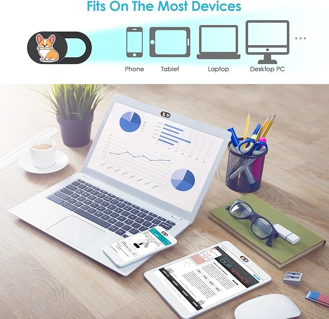 Laptop Camera Cover, Webcam Cover, Compact Leisure Panda Camera Blocker for Laptop, Office Computer Accessories for iPhone, iPad, Mac, Desktop, Tablet, Chromebook, PC, Protect Personal Privacy