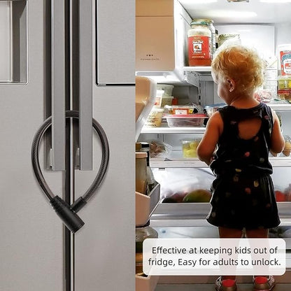 2 Pack Fridge Lock, Childproof Refrigerator Lock with Keys for French Door Fridge and Cabinet