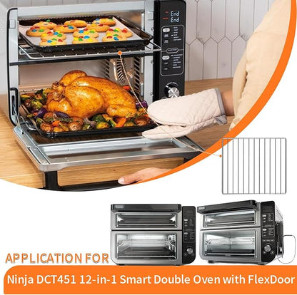 Wire Rack for Ninja DCT451 12 in 1 Smart Double Oven, 13''×12.4'' Stainless Steel Toaster Oven Replacement Parts Accessories Dehydrator Grill Rack for DCT601 DCT651 DCT401 DCT402BK Double Oven
