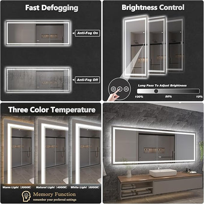 LED Bathroom Mirror with Lights, Wall Mirrors