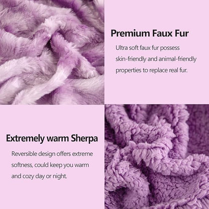 NEWCOSPLAY Super Soft Faux Fur Throw Blanket for Couch Light Purple Sherpa Fuzzy Plush Warm Blanket for Sofa Bed (Light Purple, Throw(40"x50"))
