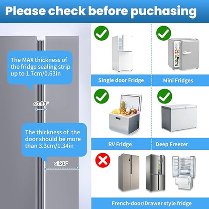 2 Pack Dual Mode Fridge Locks, Upgraded Child Proof Refrigerator Lock with Sticky Adhensive Pads, Durable ABS Freezer Door Latch to Keep Door Closed, No Tools Need or Drill (Grey)