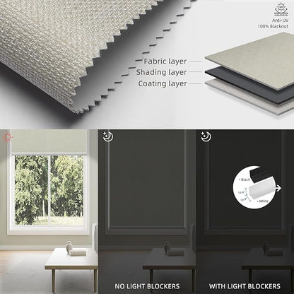 SmartWings Motorized 100% Blackout Shades Blinds, Custom Size, Cordless Window Shades with Rechargeable Battery, Work with Matter/Apple HomeKit, Alexa, Thread/Zigbee, Remote Optional, Vigor Cream