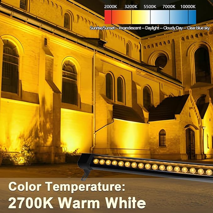 72W Outdoor Wall Washer Light, 4FT 2700K Warm White LED Wall Washer Lights, 120V IP67 Waterproof LED Light Bar for Outdoor, Plug-in (2 Pack)