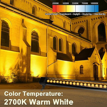 72W Outdoor Wall Washer Light, 4FT 2700K Warm White LED Wall Washer Lights, 120V IP67 Waterproof LED Light Bar for Outdoor, Plug-in (2 Pack)