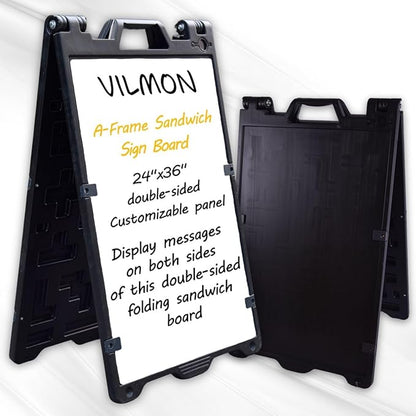 Outdoor A-Frame Sandwich Sign Board, 24"x36" Water-Filled, Double-Sided Customizable Panel for Outdoor Advertising