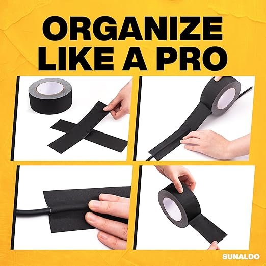 Gaffers Tape (2" x 30 Yards) Strong Hold, Easy to Rip, Residue-Free Professional Grade Floor Tape for Electrical Cords, Matte Finish Non Reflective, Weather Resistant (1 Pack, Black)