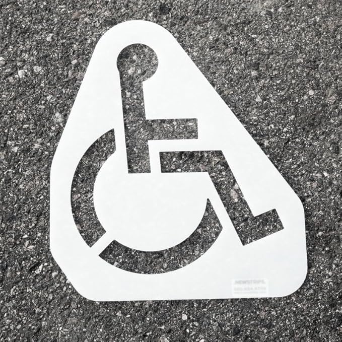 Medium Handicap Parking Stencil | Part#: 10005209 | 34.5" W x 39" H | Flexible and Durable 1/8" PolyTough Lifetime | Made in USA