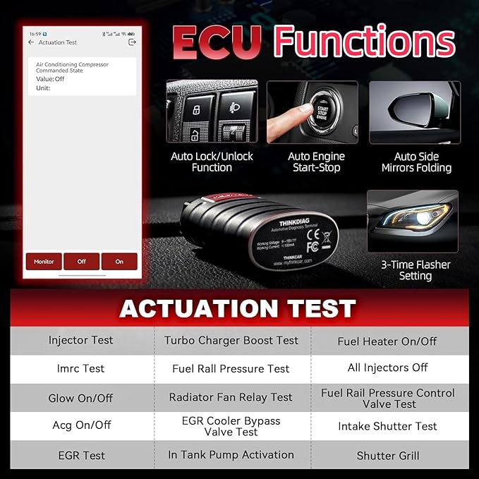 Thinkdiag OBD2 Scanner Bluetooth Full System Bidirectional Diagnostic Scan Tool OE Level Code Reader with 15+ Reset Service FCA AutoAuth All Software 1 Year Update Fits for iOS & Android