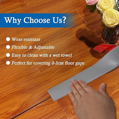 Floor Transition Strip Self Adhesive Floor Cover Strips Laminate 3" Wide Vinyl Flat Divider Transitions (7.5cm, 10Ft, Gray)